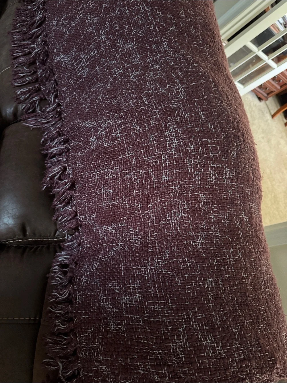 Southern Living Marled Plum and White Knit Throw